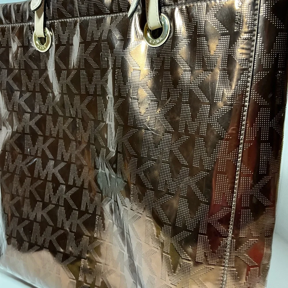 Michael Kors Jet Set Logo Metallic Tote
